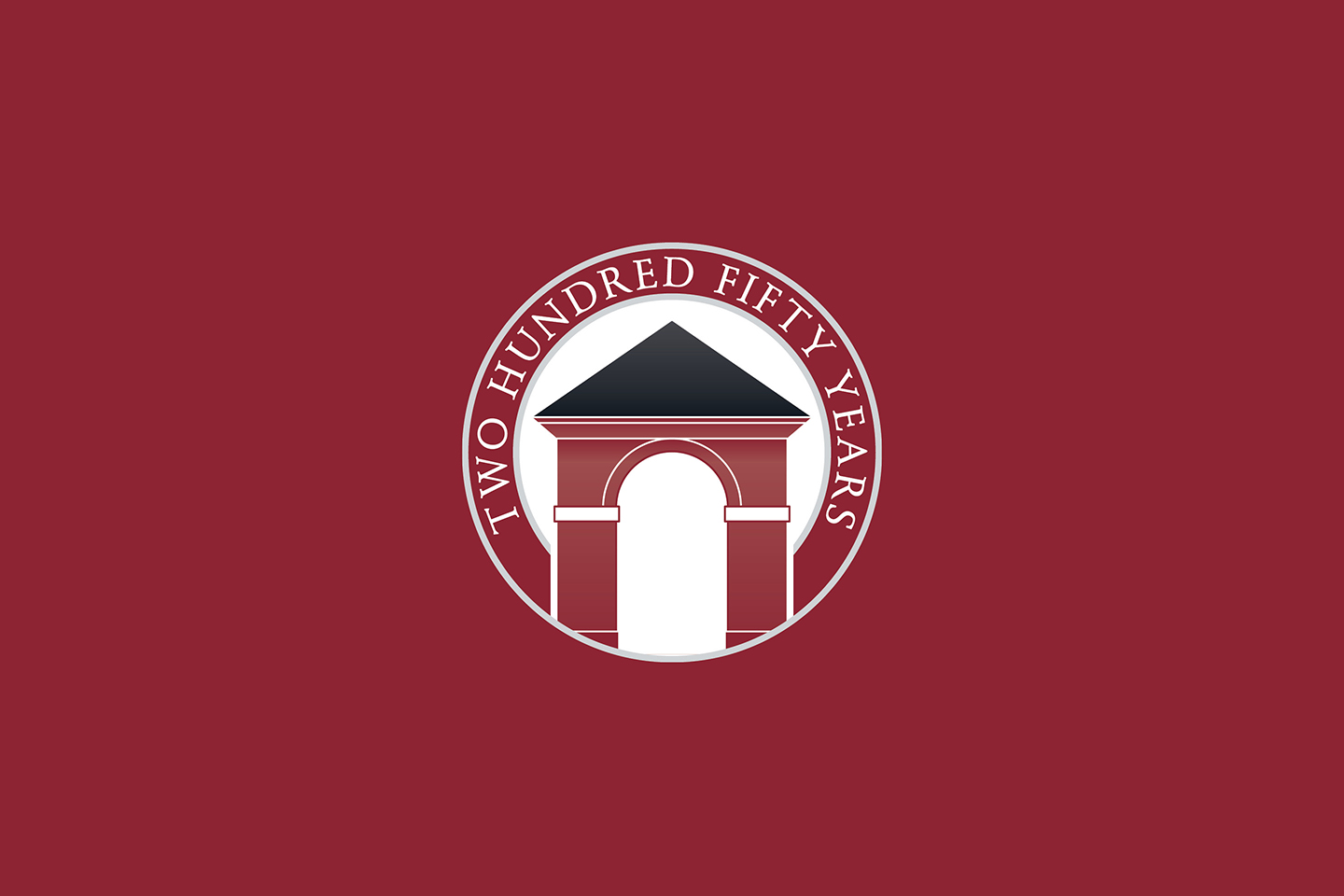 Hampden-Sydney 250th anniversary logo on garnet background