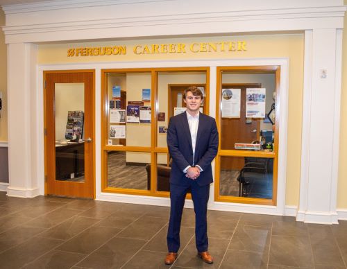 William Thornton standing in front the Career Center