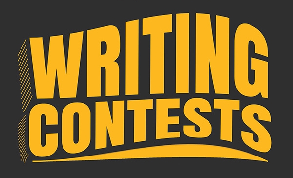 Black background with "Writing Contest" written in yellow