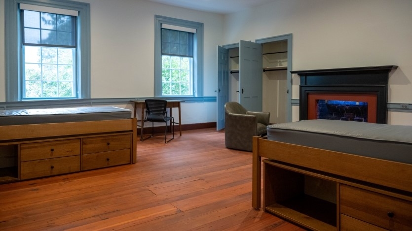 an empty dorm room inside Venable Hall