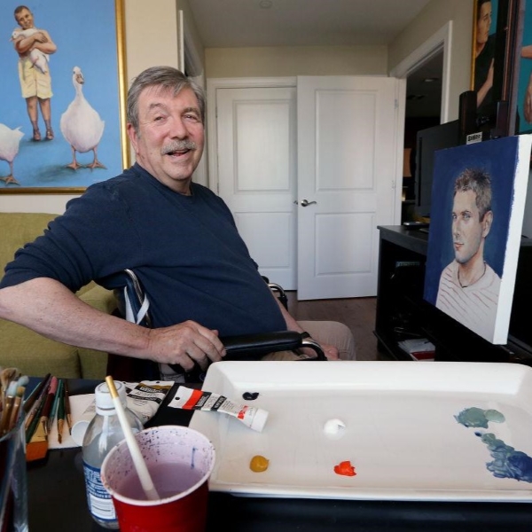 Loiuis Briel, artist, in his painting studio