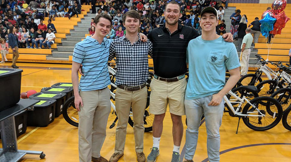 Andrew Howell, David Fluharty, Hayden Gunn, and Jared Dunlap at Prince Edward County Middle School