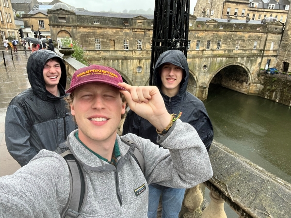 Students posing for a picture in Bath, England