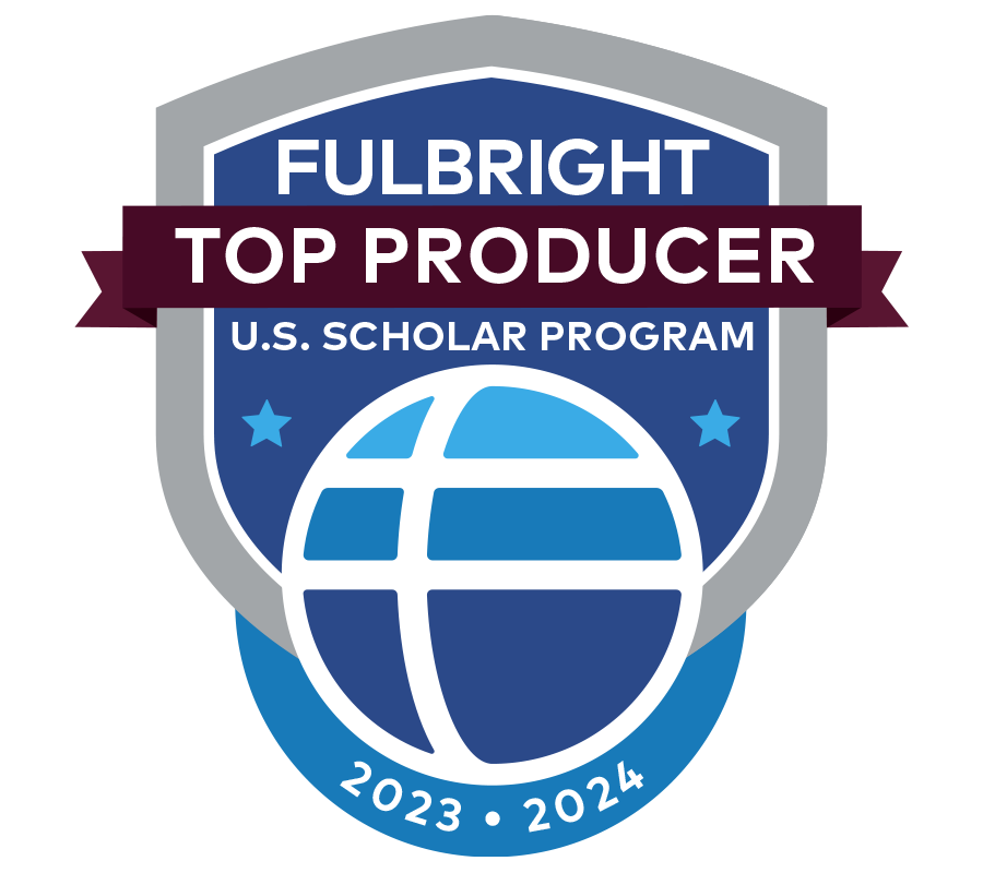 Fulbright Scholar Logo - gray and blue badge