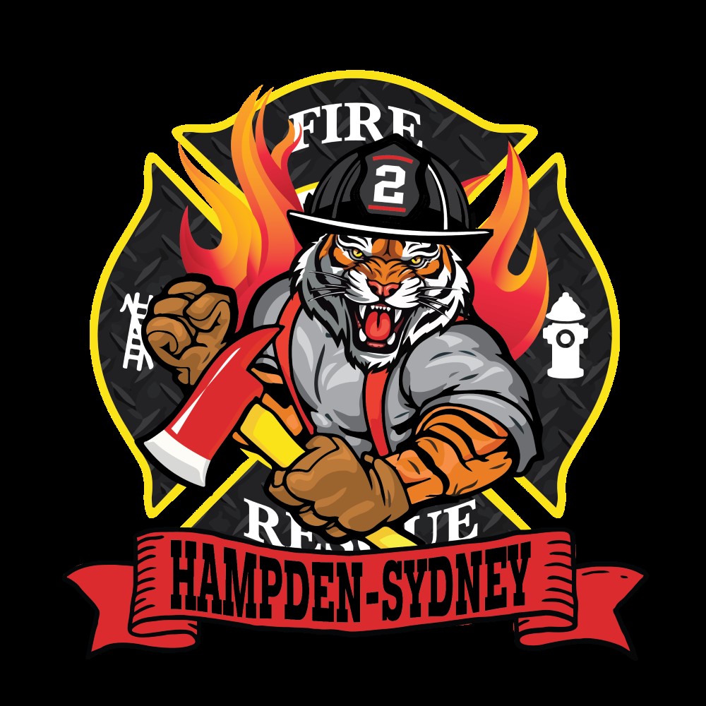 Hampden-Sydney fire and rescue logo - a tiger in the center of a department shield