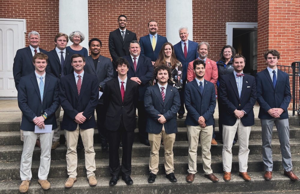 Omicron Delta Kappa Centennial initiates in front of College Church