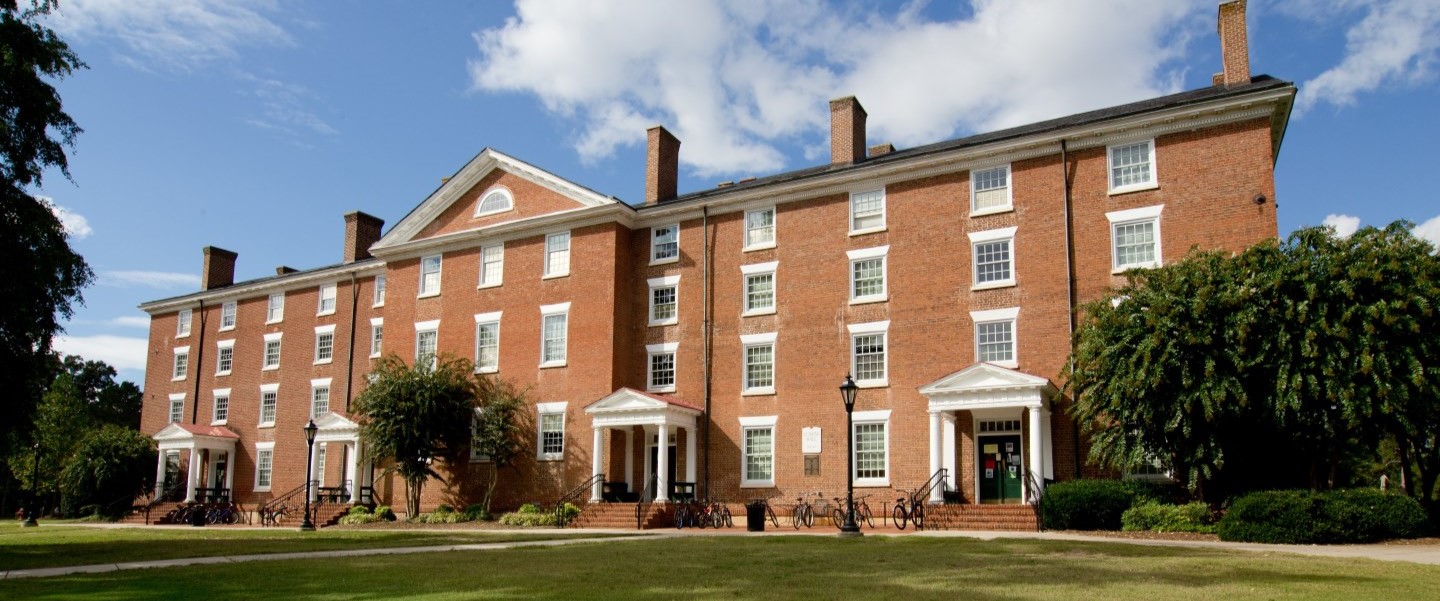 Cushing Hall exterior on a clear day at Hampden-Sydney College